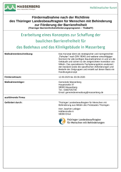 Maßnahmenbeschreibung Fördermaßnahme Erarbeitung eines Konzeptes zur Schaffung der baulichen Barrierefreiheit